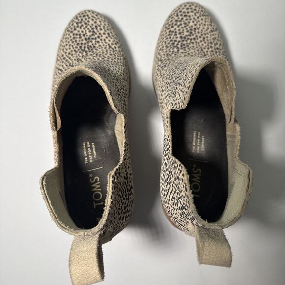 Tom’s Kallie cutout Wedge Boots, Mini Cheetah Suede brown/tan, Womens Size 6 - Picture 5 of 6